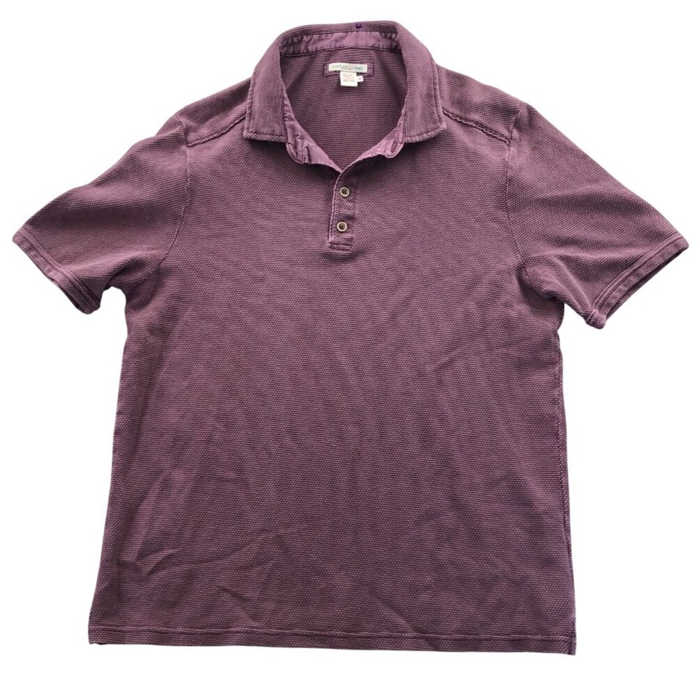 Carbon2Cobalt Mens Polo Shirt M Burgundy Textured Cotton Casual Comfort